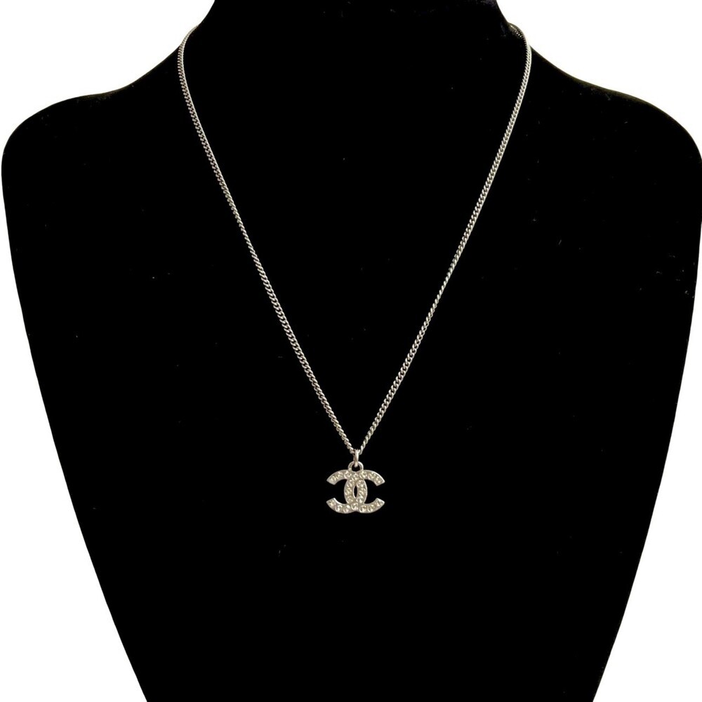 CHANEL Silver Logo Necklace